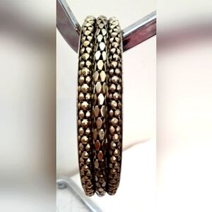 Vintage Goldtone Beaded Edge Bangle Bracelet
